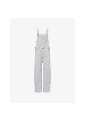 Womens Carhartt WIP Brand Patch Straight-Leg Denim Dungarees