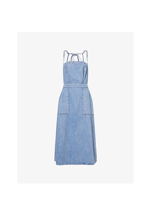 Womens Good American Fit For Success Open-Back Denim-Blend Midi Dress