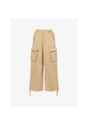 Womens Represent Initial Cargo Straight-Leg Cotton Jogging Bottoms