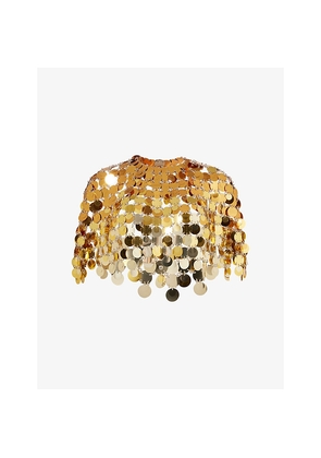 Womens Rabanne Sparkle Discs Woven Cropped Top