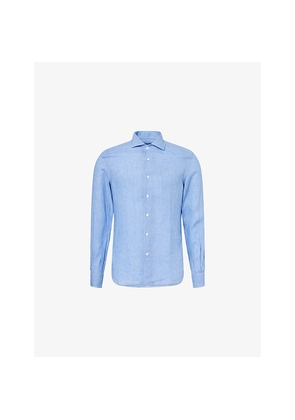 Mens Corneliani Regular-Fit Logo-Embroidered Linen Shirt