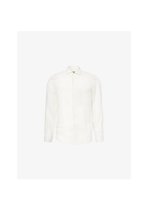 Mens Corneliani Regular-Fit Logo-Embroidered Linen Shirt