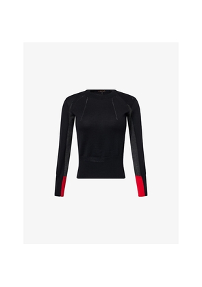 Womens Shiro Sakai Panelled Crewneck Wool Knitted Jumper