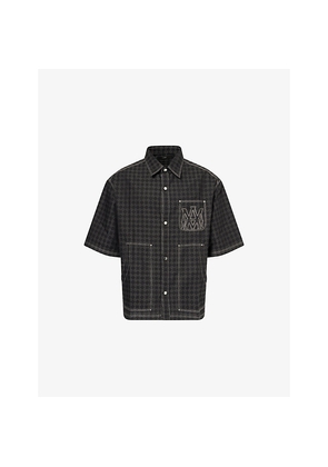 Mens Amiri Relaxed-Fit Quad-Pattern Cotton-And-Linen Blend Shirt