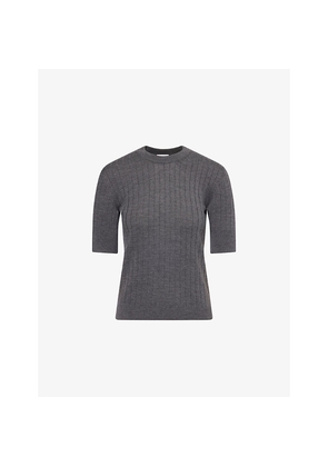 Womens Bottega Veneta Ribbed Round-Neck Wool Top