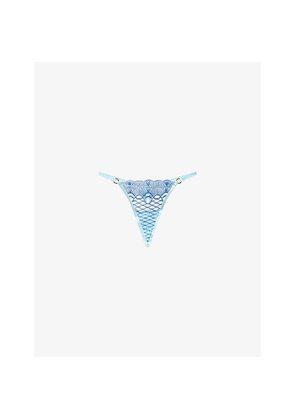 Womens Bluebella Elina Embroidered Mesh Thong