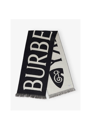 Womens Burberry New Football Logo-Intarsia Wool Scarf