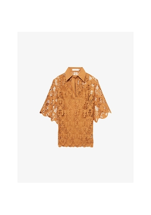 Womens Zimmermann Coco Lace V-Neck Woven Top