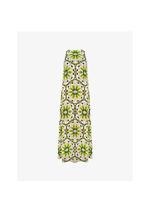 Womens Ro&Zo Mosaic-Print Round-Neck Stretch-Woven Maxi Dress