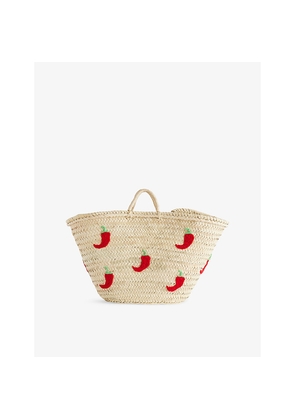 Womens Boutique Bonita Chilli Pepper Palm Leaf Basket Bag