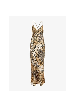 Womens Roberto Cavalli Animal-Print Open-Back Silk Maxi Dress