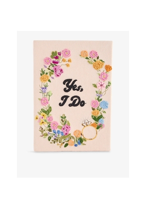 Womens Olympia Le-Tan Yes, I Do! Embroidered Book Cotton-Blend Clutch Bag