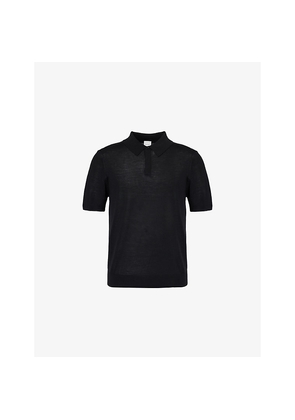 Mens Paul Smith Embroidered-Logo Fine-Knit Wool Polo Shirt