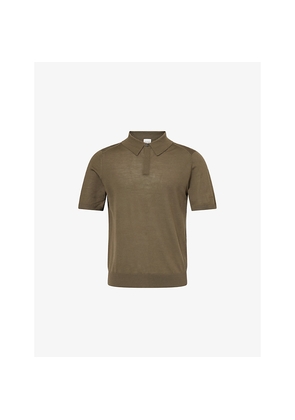 Mens Paul Smith Embroidered-Logo Fine-Knit Wool Polo Shirt