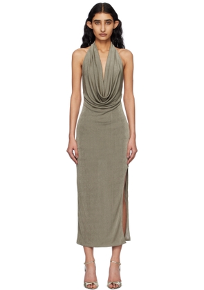 MISBHV Taupe Cowl Neck Maxi Dress