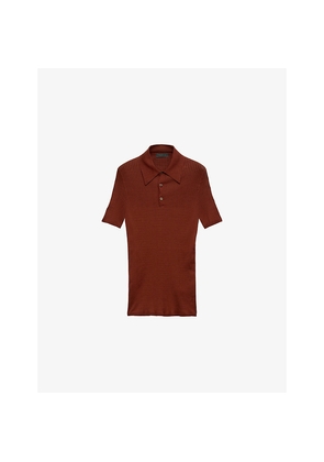 Mens Prada Triangle-Logo Slim-Fit Cotton Knit Polo Shirt