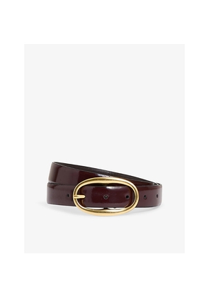Womens Reiss Oval-Buckle Patent-Leather Belt