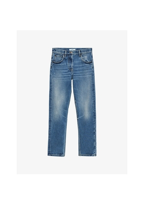 Womens Prada Wash-Effect Straight-Leg Denim Jeans