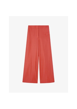 Womens Joseph Thurlow Wide-Leg High-Rise Silk and Cotton-Blend Trousers
