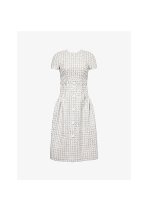 Womens Huishan Zhang Isabelle Check-Pattern Knit Midi Dress