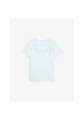 Womens Zadig&Voltaire Alys Fishnet-Embroidered Short-Sleeve Cotton T-Shirt