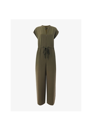 Womens Whistles Cap-Sleeved Drawstring-Waist Woven Jumpsuit