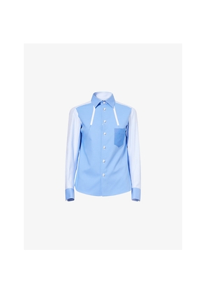 Womens Shiro Sakai Classic Standard Colour-Block Cotton Shirt