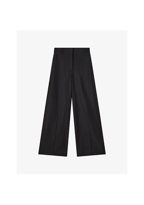 Womens Joseph Thurlow Wide-Leg High-Rise Silk and Cotton-Blend Trousers