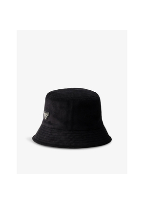 Mens Prada Triangle-Plaque Corduroy Bucket Hat