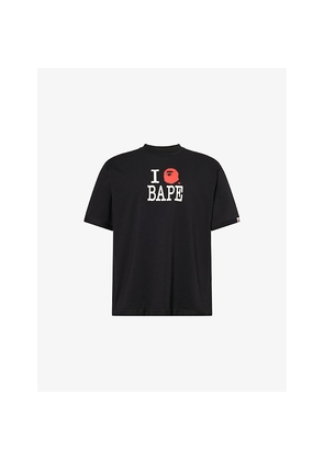 Mens A Bathing Ape Brand-Print Crewneck Cotton-Jersey T-Shirt