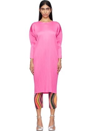 PLEATS PLEASE ISSEY MIYAKE Pink Monthly Colors October Midi Dress