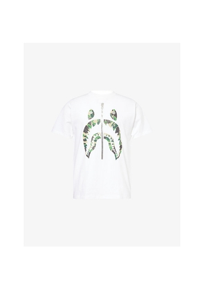 Mens A Bathing Ape Camo-Shark Crewneck Cotton-Jersey T-Shirt