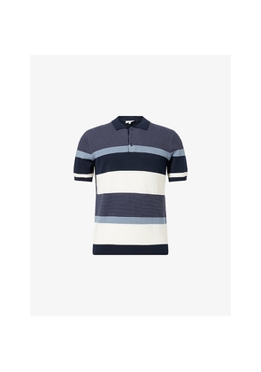 Mens Arne Calle Striped Cotton-Knit Polo Shirt
