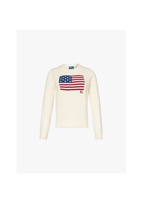 Womens Polo Ralph Lauren American Flag-Intarsia Regular-Fit Cotton Jumper
