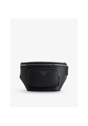 Mens Emporio Armani ;Log-Embellished Saffiano-Leather Belt Bag