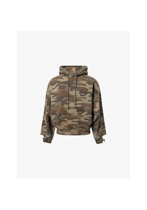 Mens Cole Buxton Camouflage Distressed Cotton-Jersey Hoody