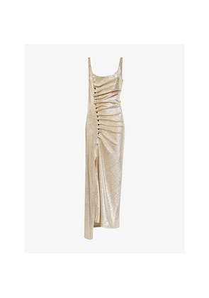 Womens Rabanne Scoop-Neck Ruched Stretch-Woven Maxi Dress