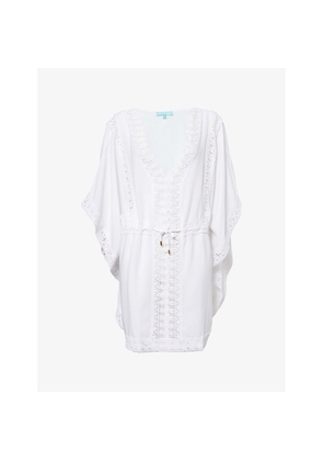 Womens Melissa Odabash Evin Broderie-Trim Woven Kaftan