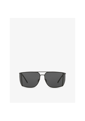 Womens Saint Laurent Sl 750 Rectangular-Frame Metal Sunglasses