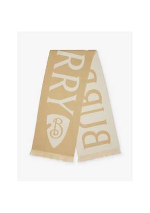 Womens Burberry Football Brand-Print Wool Scarf