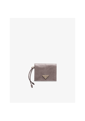 Womens Prada Triangle-Plaque Small Leather Wallet