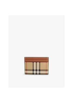 Womens Burberry Sandon Checked Woven Card Holder