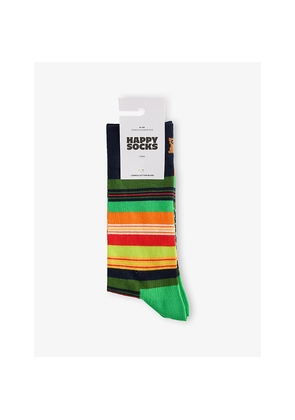 Mens Happy Socks Striped Cotton-Blend Socks