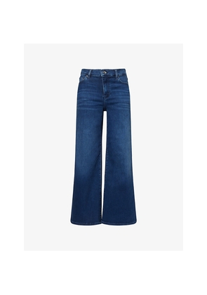 Womens Frame Le Palazzo Crop Wide-Leg Cotton-Blend Jeans