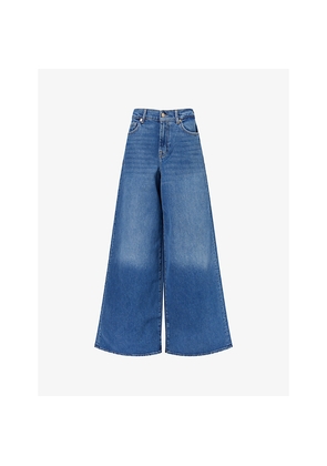 Womens 7 For All Mankind Marie Wide-Leg Stretch-Denim Jeans