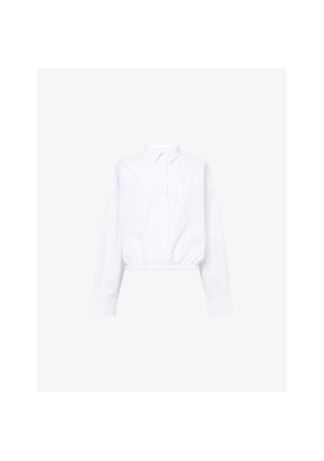 Womens Good American Relaxed-Fit Elasticated-Hem Stretch-Cotton Shirt