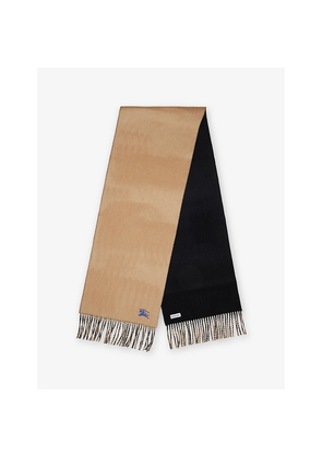 Womens Burberry Brand-Embroidery Fringed Cashmere Scarf
