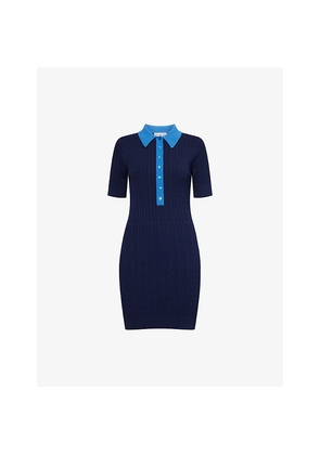 Womens Good American Cable-Knit Short-Sleeves Knitted Mini Dress