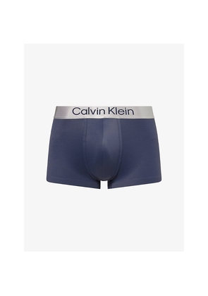 Mens Calvin Klein Low-Rise Branded-Waistband Stretch-Jersey Trunks