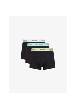 Mens Calvin Klein Relaxed-Fit Branded-Waistband Pack Of Three Stretch-Cotton Trunks